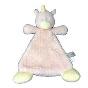 Nat Jules Unicorn Lovey Rattle Pink Plush Toy 13" Baby Security Blanket Demdaco